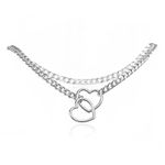 choker Coleira de Corrente enforcadeira com 2 Corações na Ponta - 63cm