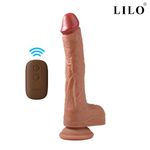 Dildo Prótese Realística 22x3,7 cm com 10 Modos de Vibração e 10 modos de vai e vem e Controle Remoto e função de aquecimento