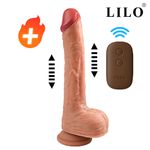 Dildo Prótese Realística 22x3,7 cm com 10 Modos de Vibração e 10 modos de vai e vem e Controle Remoto e função de aquecimento