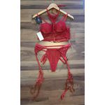 Conjunto Fascino 453 - Cores PRETO - Tamanho M - VERMELHO - Tamanho G