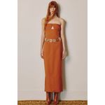 VESTIDO KIARA ALFAIATARIA MIDI CARAMELO (não acompanha o cinto)