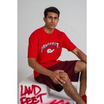 Camiseta Estampada Landfeet Vermelha Tema Rabisco