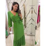 VEST LONGO CREPE SAIA RECORTE 2 VERDE