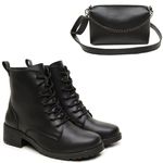 Bota Feminina Amanda com Bolsa - Preta