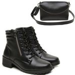 Bota Feminina Thais com Bolsa - Preta