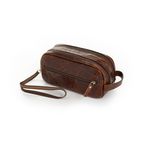 Necessaire de mão dupla em couro legitimo original com alça de pulso 