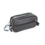 Necessaire de mão dupla em couro legitimo original com alça de mão