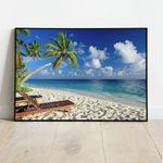 Praia 01 - Quadro com Moldura - Preto, Marrom, Rústico ou Branco