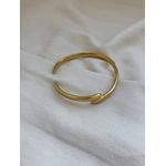 Bracelete Rígido Cruzado Smooth em Aço Inox Dourado