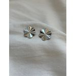 Brinco Flor Pétalas Raiadas em Aço Inox Prata