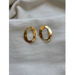 Brinco Oval Escultural Banhado em Ouro 18k