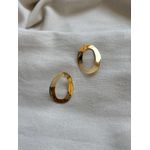 Brinco Oval Escultural Banhado em Ouro 18k