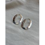 Brinco Oval Escultural Banhado em Prata 925