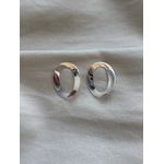 Brinco Oval Escultural Banhado em Prata 925