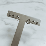 Trio de Brincos Gota Vazada em Aço Inox Prata