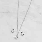 Conjunto Sublime Gota Ondulada Prata em Aço Inox Prata