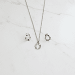 Conjunto Sublime Gota Ondulada Prata em Aço Inox Prata