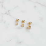 Trio de Brincos Ponto de Luz Banhados em Ouro 18k