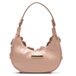 Bolsa Feminina Couro Nude Tiracolo Ombro Flor Elegante