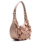 Bolsa Feminina Couro Nude Tiracolo Ombro Flor Elegante