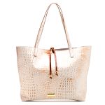 Bolsa Feminina Grande Tiracolo Ombro Couro Off White Crôco Elegante