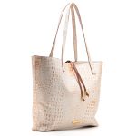 Bolsa Feminina Grande Tiracolo Ombro Couro Off White Crôco Elegante