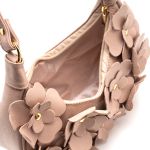 Bolsa Feminina Couro Nude Tiracolo Ombro Flor Elegante