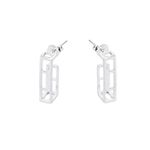 Brinco Argola Aberta Retangular 1,7mm Prata 925