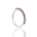 Anel Aparador Bia Cravejado Pink Prata 925