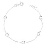 Pulseira Bolinha 3mm Cruz Prata 925