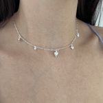 Choker Pingentes Corações Lisos Prata 925