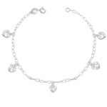 Pulseira Corações Zirconias Cristais Prata 925