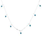 Choker Pingentes Zirconias Corações Color Prata 925