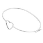 Bracelete Liso Coração Prata 925