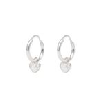 Brinco Argolinha Pingente Coração 1,1cm Color Prata 925