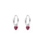 Brinco Argolinha Pingente Coração 1,1cm Color Prata 925