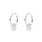 Brinco Argolinha Pingente Coração 1,4cm Color Prata 925 