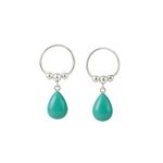 Brinco Argola Pedra Natural Esferas Prata 925