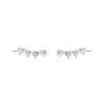 Brinco Ear Cuff Corações Prata 925