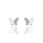 Brinco Borboleta Cravejada Prata 925
