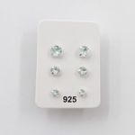 Trio Ponto de Luz Zircônia Azul Céu Prata 925