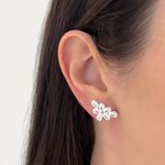 Brinco Flor Cristal Prata 925