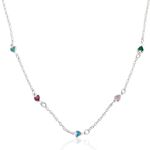 Choker Corações Deitados Color Prata 925