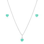 Conjunto Coração Zircônia 6mm Prata 925