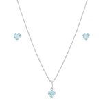 Conjunto Coração Zircônia 6mm Prata 925