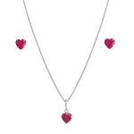 Conjunto Coração Zircônia 6mm Prata 925
