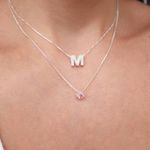 Colar Letra Cravejada 1cm Prata 925