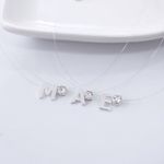 Colar Fio De Nylon Letra e Ponto De Luz Prata 925