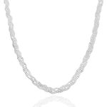 Corrente Trança Esferas Diamantadas 40cm Prata 925