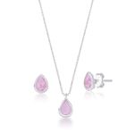 Conjunto Zircônia Gota 8mm Prata 925